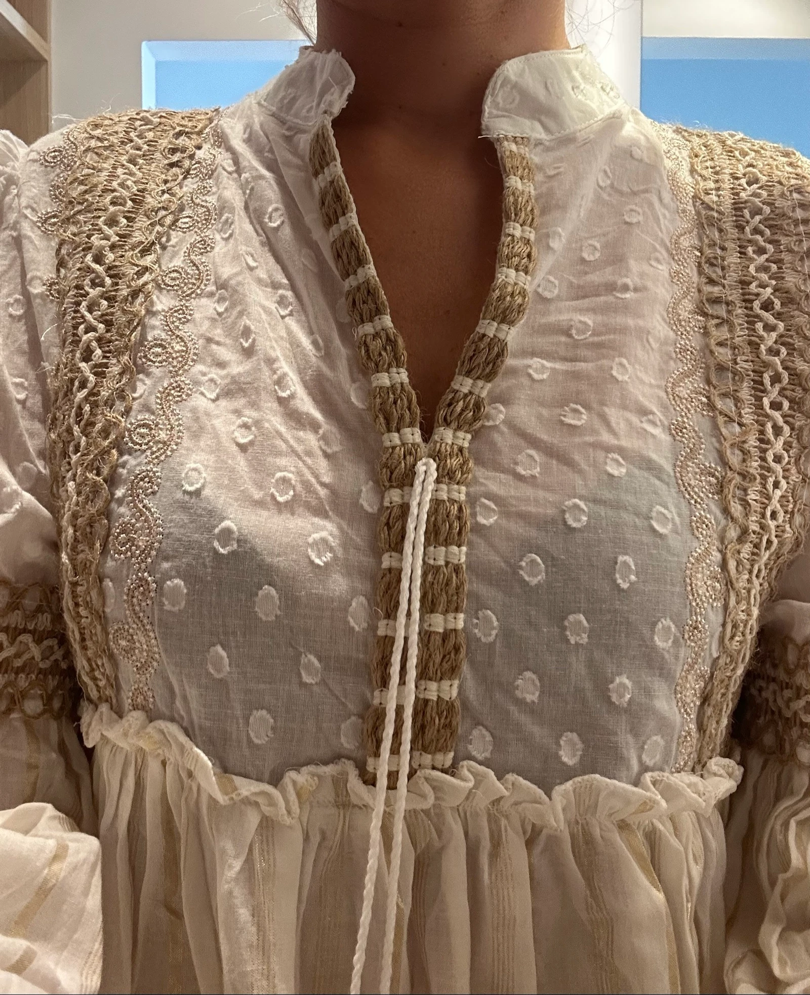 Blouse boho ibicenque couleur crème – Neuve à porter – Taille unique – photo 4